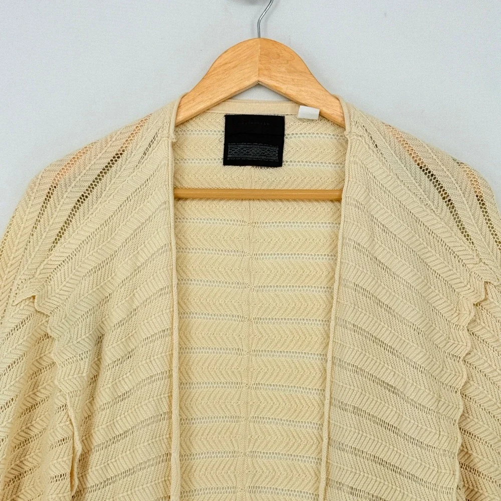 Anthropologie Guinevere Cardigan Women Medium Cream Pointelle Bohemian Cottage